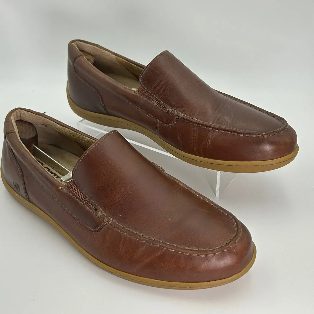 Born Loafers Mens‎ 10.5 Brown Leather Slip On Moc Toe H44116 Business Casual